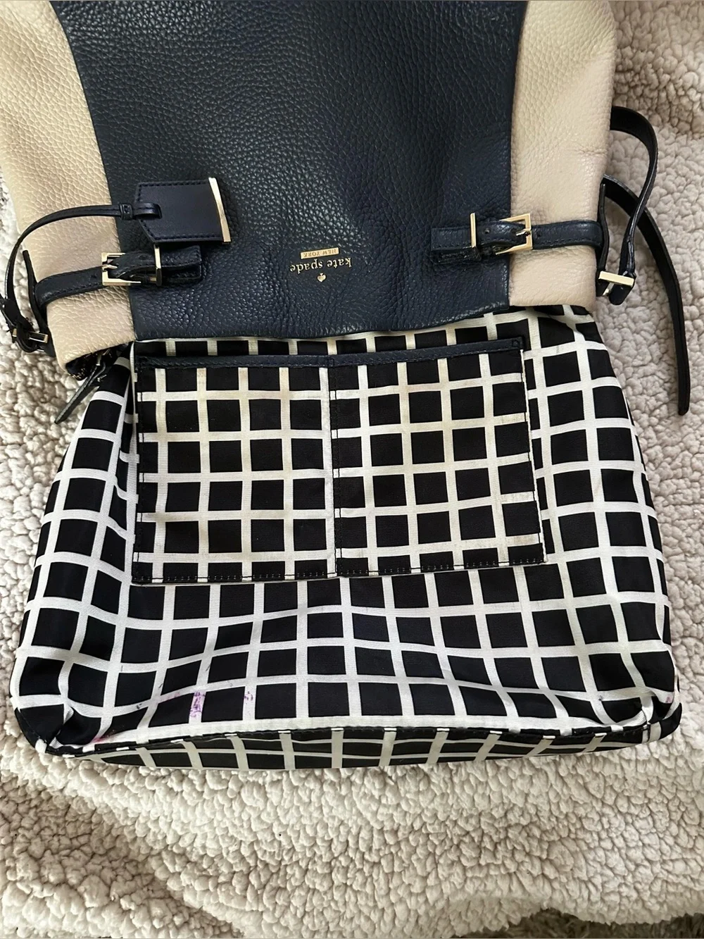 Kate Spade Brandy Holden Street Two-Tone Purse Blue Cream Leather Bag (see phot)